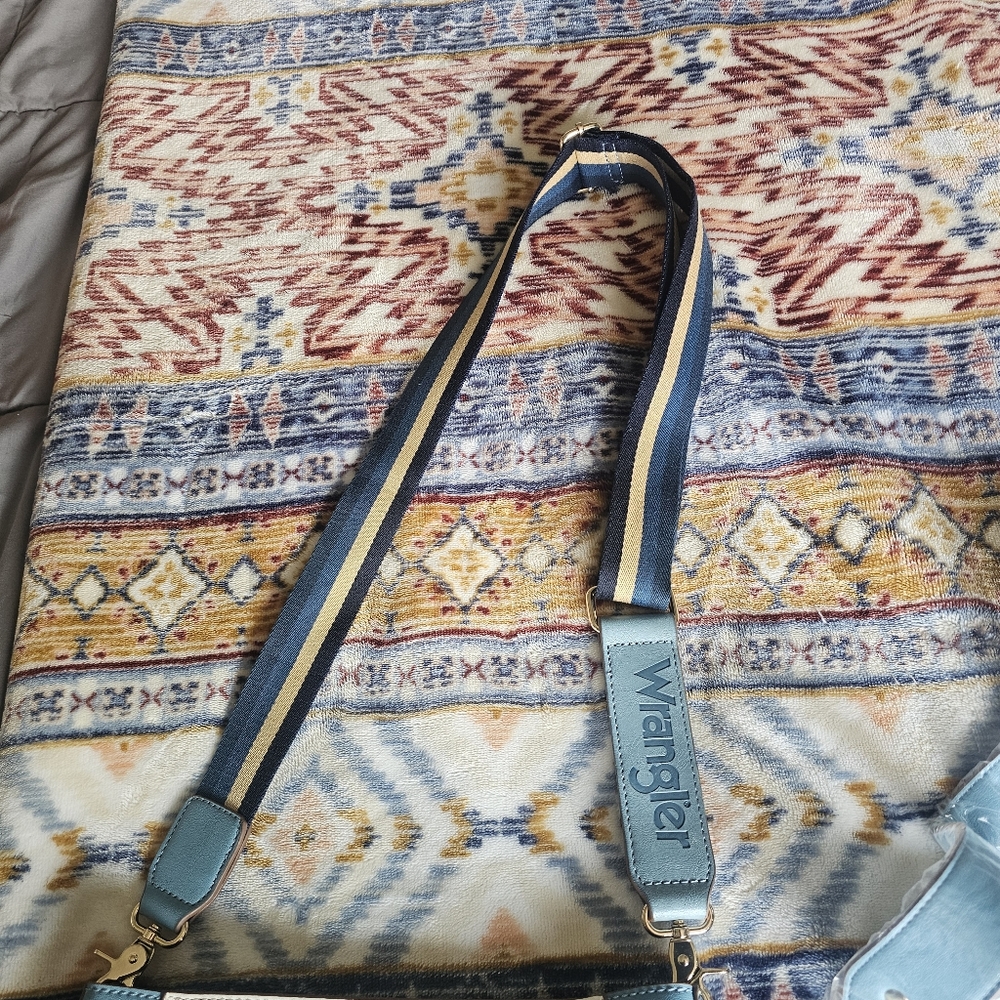 WRANGLER Like New Colorblock Cross Body 2-in-1Leather Purse/Bag Blue/white (348) - Picture 7 of 16